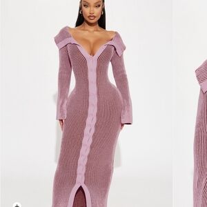 Fashion Nova Mauve Long Sleeve Dress
